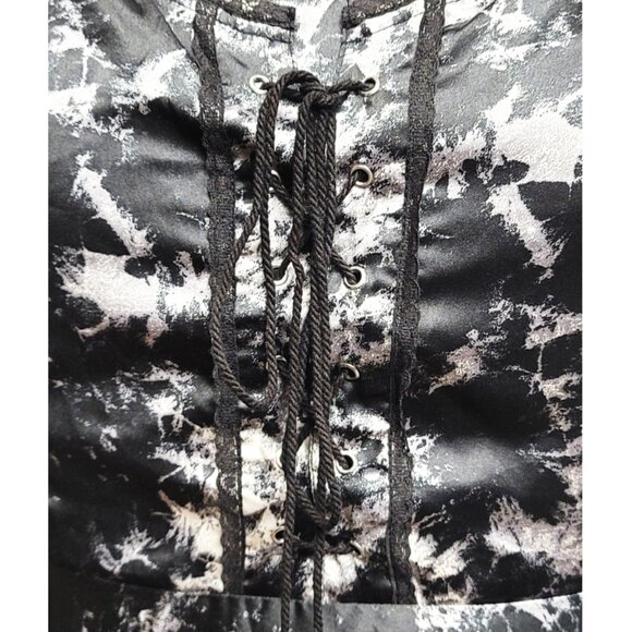 Dasiy Street 2 Black Marble Lace Up Asymmetrical Midaxi Dress 2X 18 20 - Picture 3 of 11